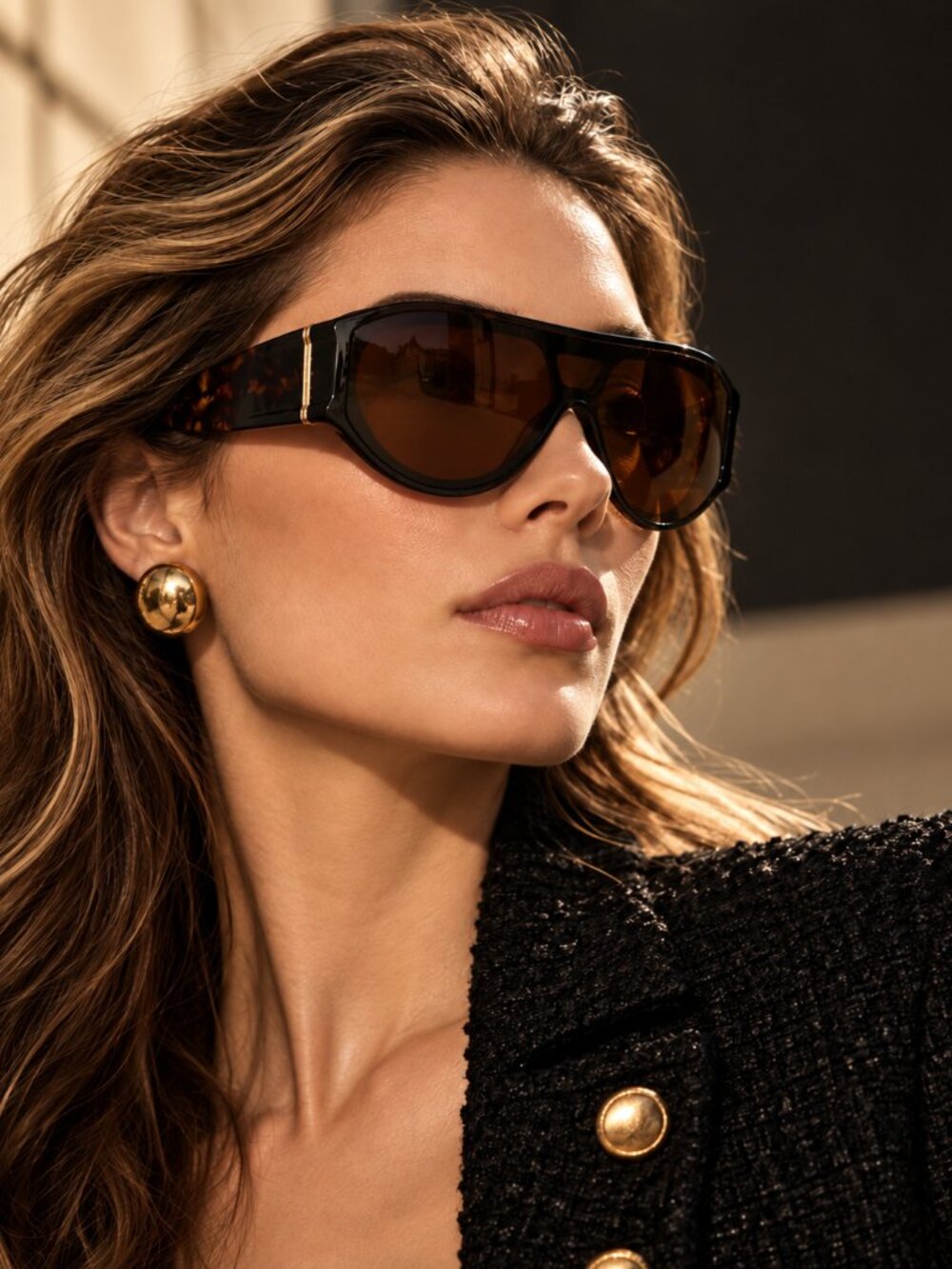 CHANEL 5568 Oversized Shield Sunglasses Brown Tortoise Gold CC New Authentic
